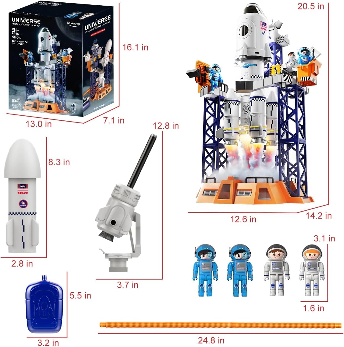 2-in-1 Rocket Launcher and Space Shuttle Toys Model for Kids Ages 3-12, Aerospace STEM Building Toys with Mini Projector, Spaceship Educational Toys Gifts for Boys Girls