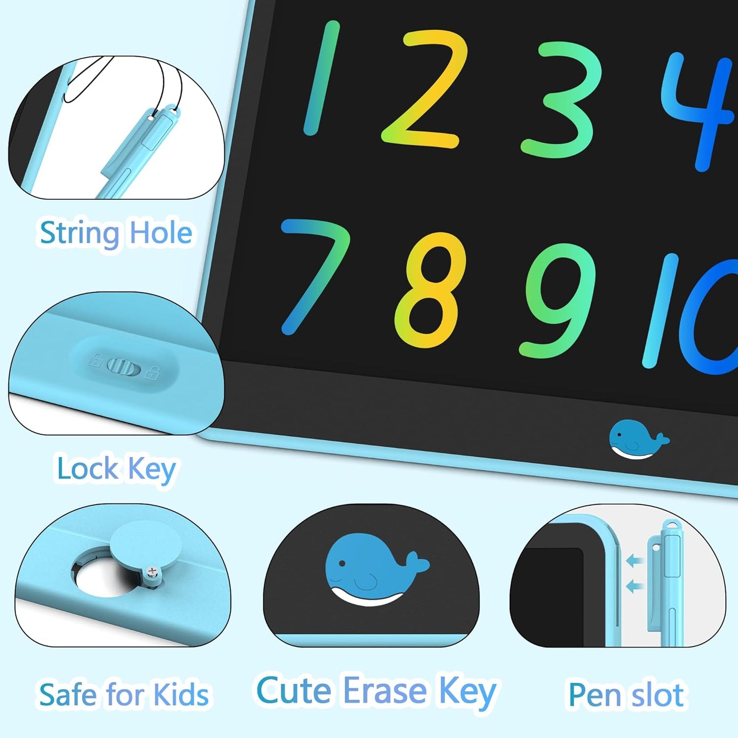 Hockvill LCD Writing Tablet for Kids 16 Inch, Toys for Girls Boys Drawing Pad for 3 4 5 6 7 8 Year Old Kid, Toddler Magnetic Doodle Board Travel Essentials Christmas Birthday for Children (Blue)