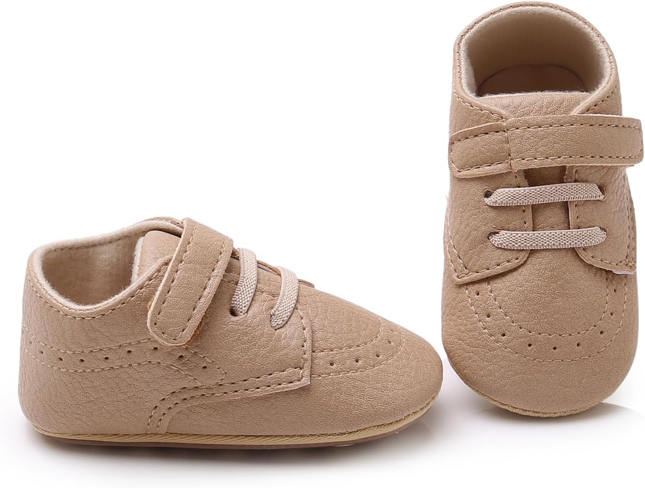 SOFMUO Baby Boys Girls High Top Ankle PU Leather Sneakers Soft Rubber Sole Infant Moccasins Newborn Oxford Loafers Anti-Slip Toddler Wedding Uniform Dress Shoes