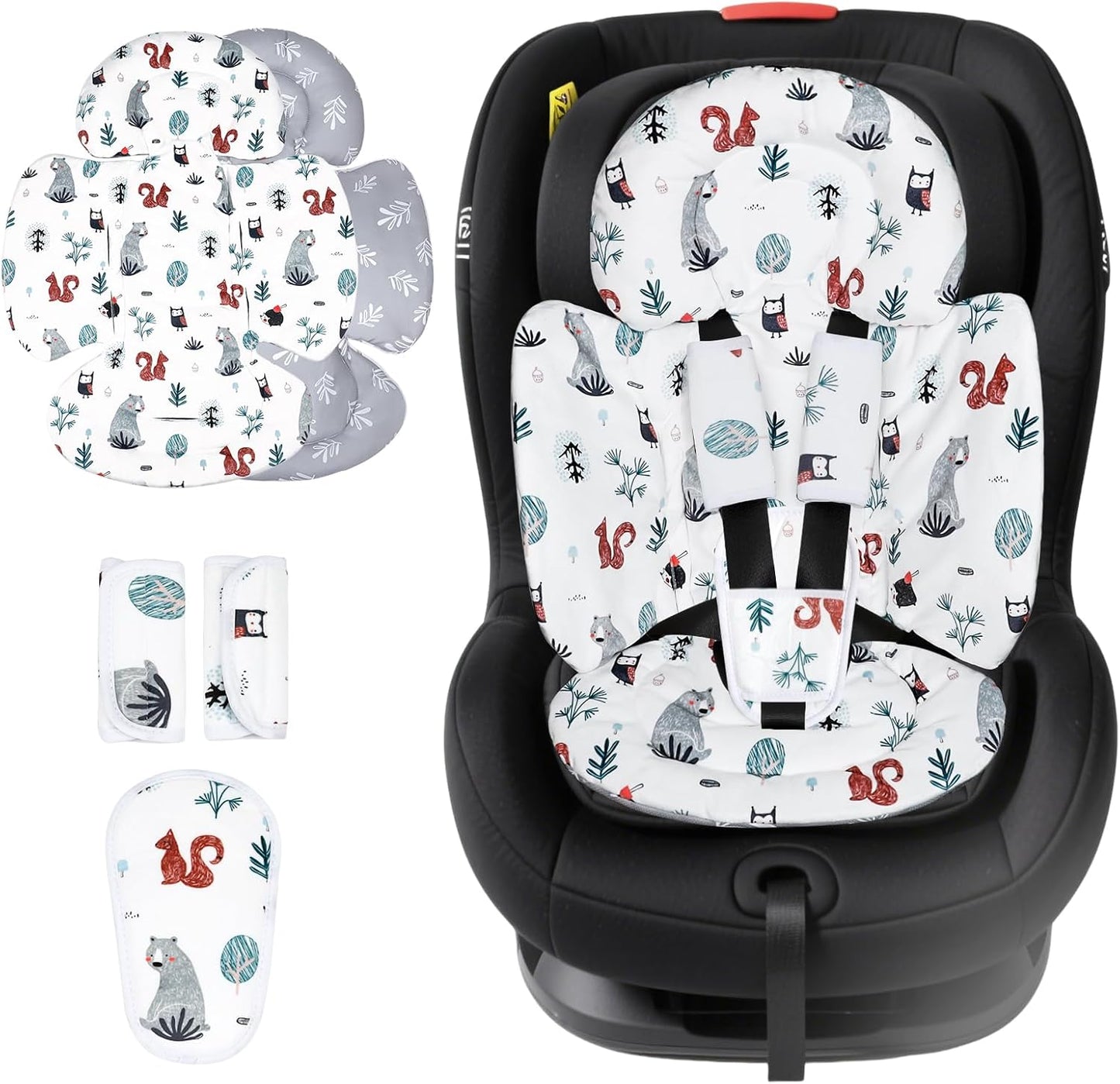 KAKIBLIN Infant Car Seat Insert, Breathable Reversible Car Seat Head Support for Infant, Newborn Car Seat Insert for Girls Boys, Fits for Stroller, Baby Swing, Bassinets, Pushchair (Gray)