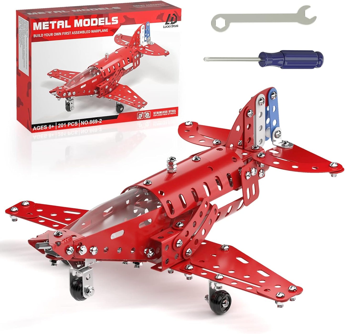 Lucky Doug STEM Building Projects Model Airplane Set - Building Toys for Kids Ages 8-12, Assembly Science Kit for Boys 7 8 9 10 11 Years Old