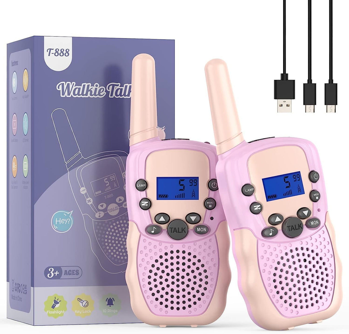 Toys for 3-12 Year Old Girls, Selieve 2 Pack Kids Walkie Talkies Rechargeable with 22 Channels, LED Flashlight and VOX Function, Birthday Gifts for 4 5 6 7 8 9 10 Year Old Girls