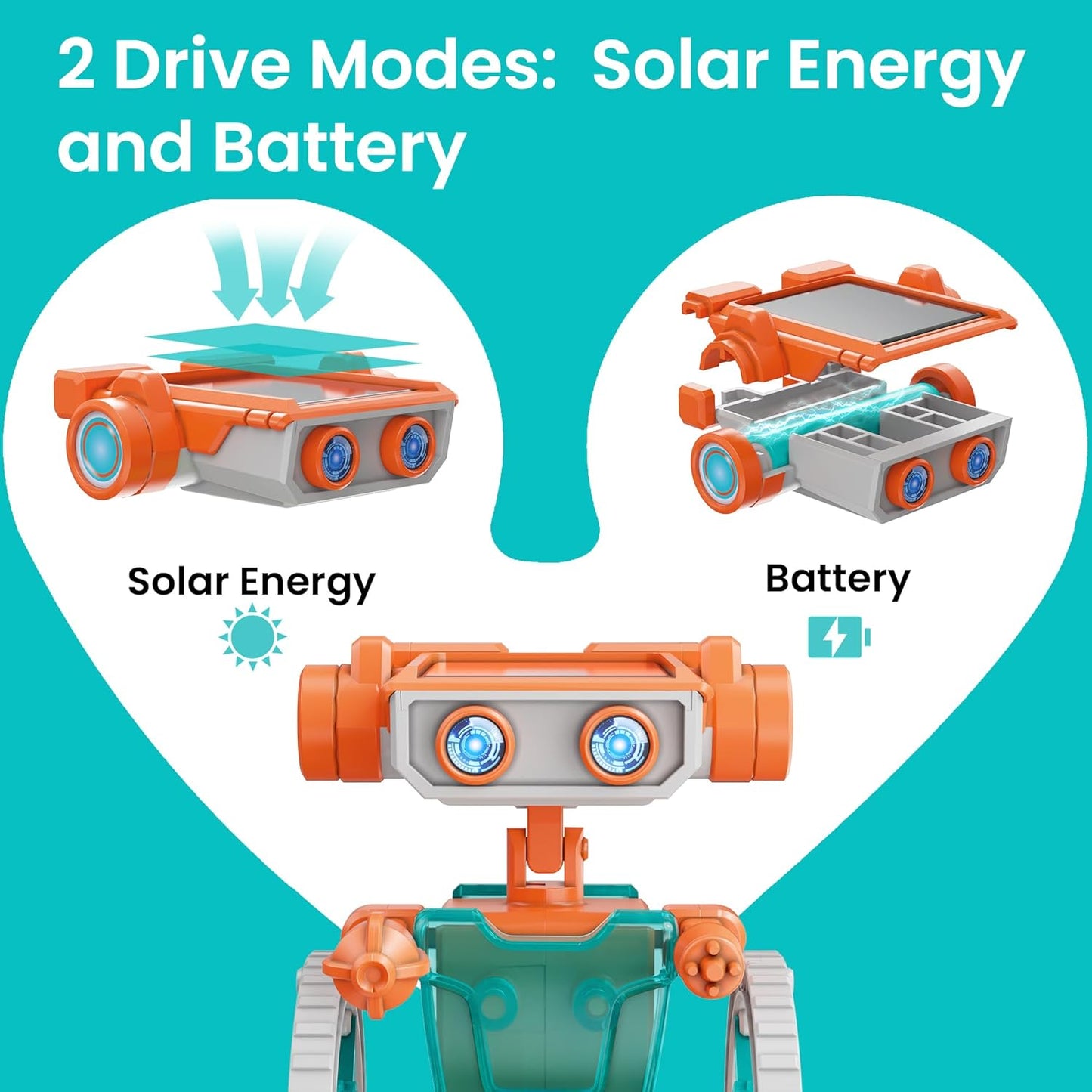 Sillbird Solar Robot Building Kit STEM Gift for Boys Aged 8-14, 15-in-1 DIY Science Educational Robotic Set, Solar or Battery Powered Toy for Kids Birthday with 212 Pieces