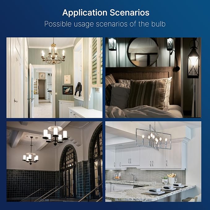 FLSNT B11 E26 LED Chandelier Light Bulbs, 60W Equivalent, 5000K Daylight Dimmable LED Candelabra Bulbs, 550LM, 24 Pack UL,CA65 Listed.