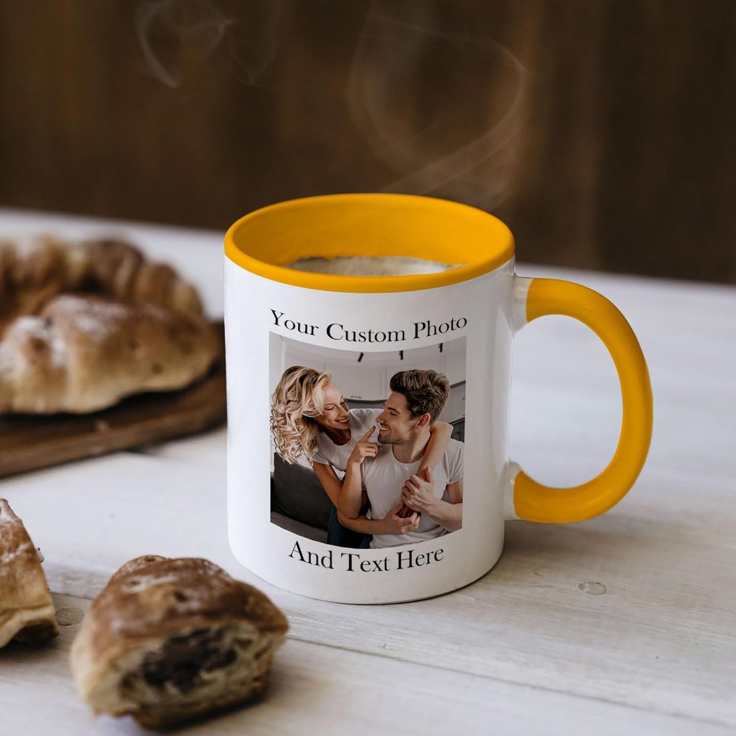 Custom Photo & Text Mug Add Personalized Text, Upload Your Image Personalized 11.5oz Mug Choose From Various Designs The Suitable Gift for Parents (C02 TEXT & PHOTO)