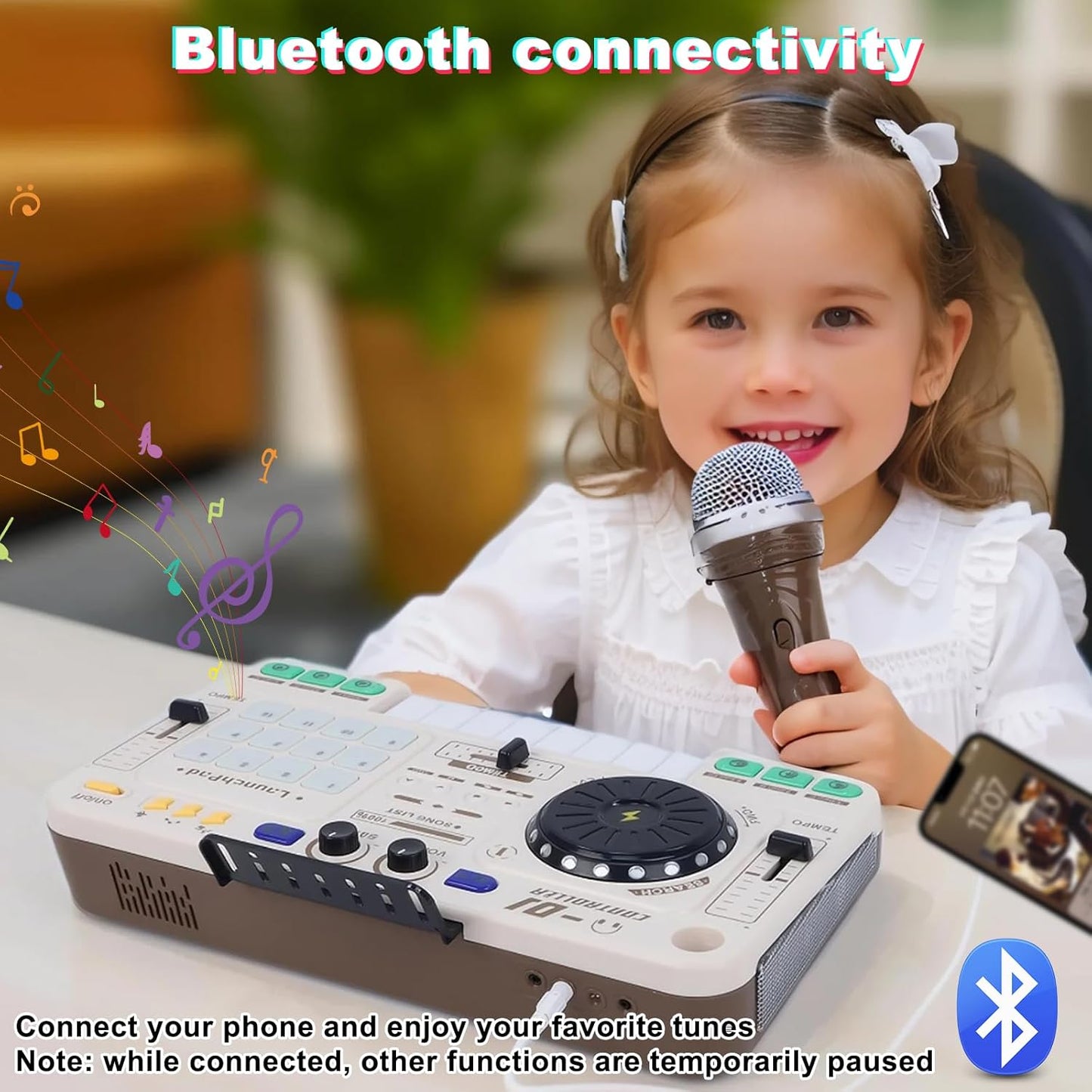 Magic4U Kids DJ Mixer, Toddler Rechargeable DJ Set with Lights, Sound Effect, Demo Songs and Reaction Music Games, Musical Toys Birthday Party Gift for 3-9 Years Old Girls Boys