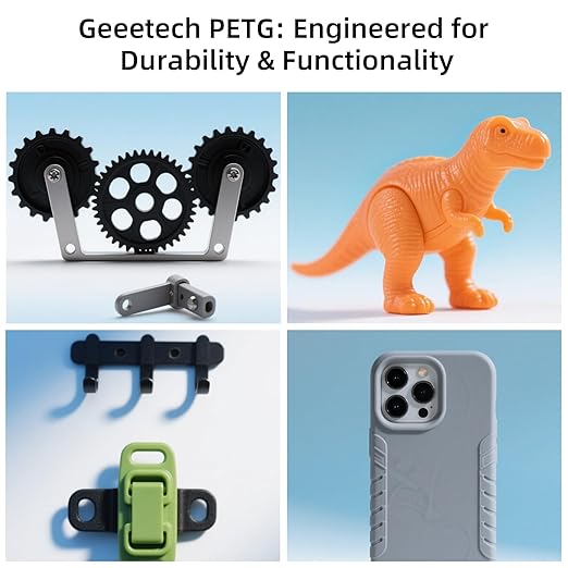 Geeetech PETG Filament 1.75mm, 1 KG (2.2lbs) Spool 3D Printer Filament, High-Toughness, ±0.02mm Accuracy, Neatly Wound & Moistureproof, Non-Clogging Non-Stringing, Fits Most FDM Printers, Black