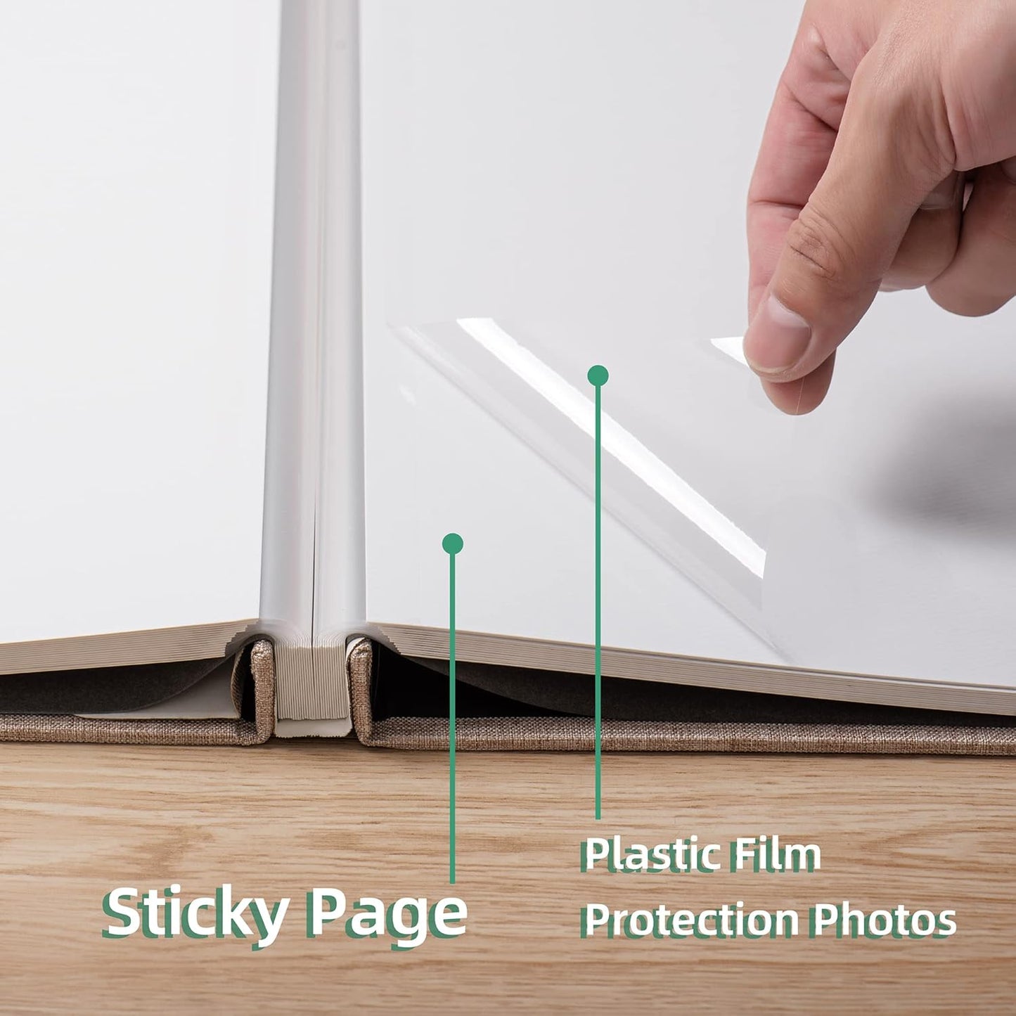 Large Photo Album Self Adhesive Scrapbook Album for 4×6 8×10 Pictures DIY Magnetic Linen Cover Album 60 Pages for Family Wedding Gifts with Metal Pen and Plastic Board