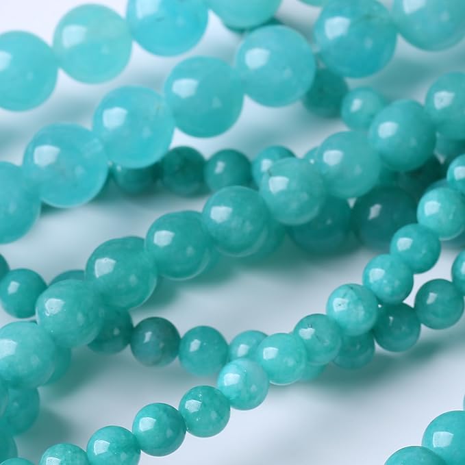 Blue Jade Stone Beads Gemstone Round Crystal Energy Jade Beads Stone Beads for Jewelry Making DIY Bracelet Necklace Jewelry Making 1 Strand 15.5inch 60PCS 6MM