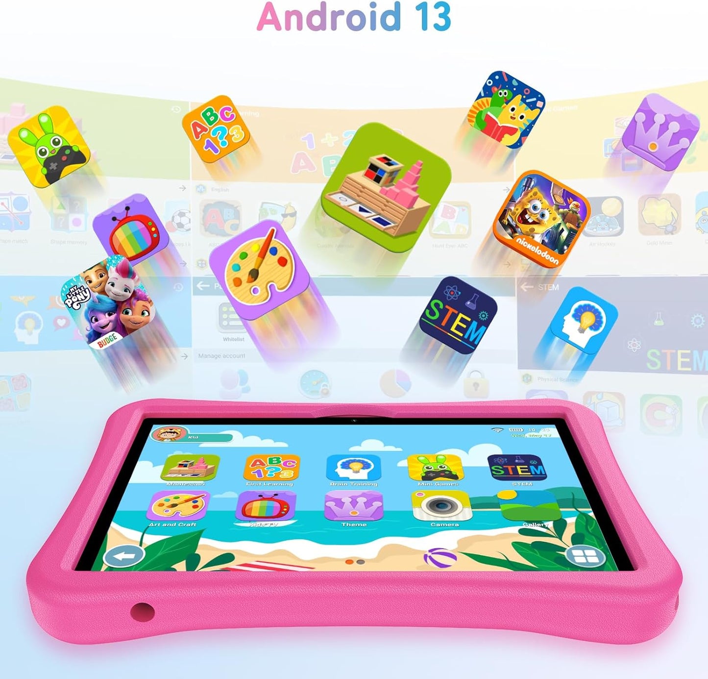 UMIDIGI G5 Tab Kids, Android 13 Tablet for Kids, 8(4+4) G+128G up to 1TB, Bluetooth, WIFI5, Parental Control, Dual Camera, TV Eye Bluelight Tablet, Dual SIM, Pink