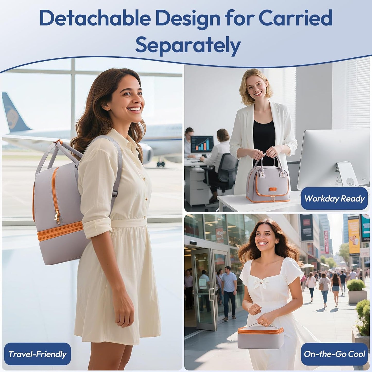 NCVI Breast Pump Bag for Spectra S1/S2, Breast Milk Cooler Travel Bag with Ice Pack, Double Layer Removable Breast Pump Backpack for Working Moms, Insulated Cooler Bag for Bottle & Nursing Essentials