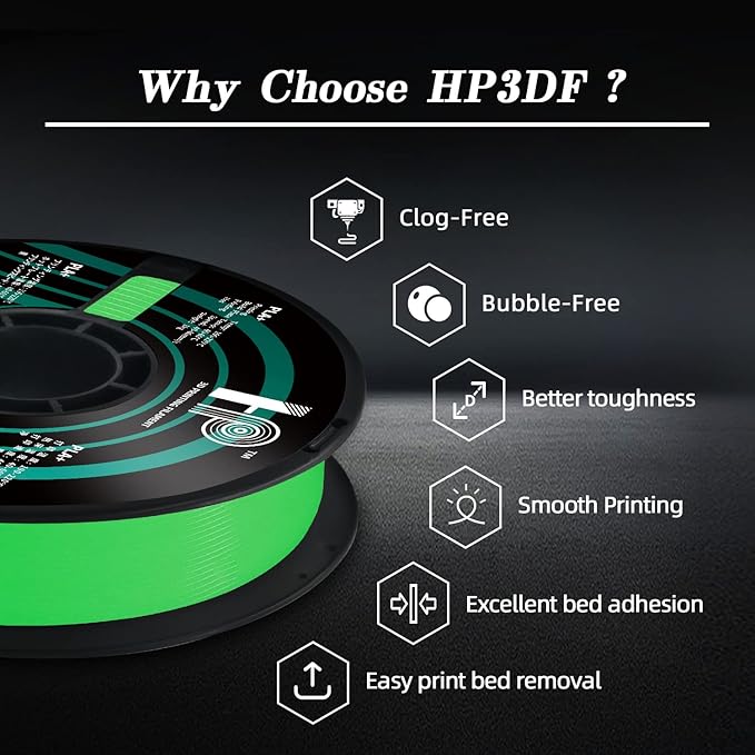 Glow in The Dark PLA Filament, 3D Printer Filament, PLA Filament 1.75mm Dimensional Accuracy +/- 0.02mm, 1KG Spool (2.2 lbs), Fit Most FDM Printer (Glow Green)