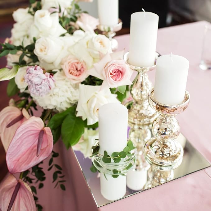 VASUHOME 12" Square Mirrors Candle Plate for Table Centerpieces, Set of 12, 2 mm Thick, Mirror Tiles for Wall, Table Wedding Centerpieces, Party Decor and Crafts