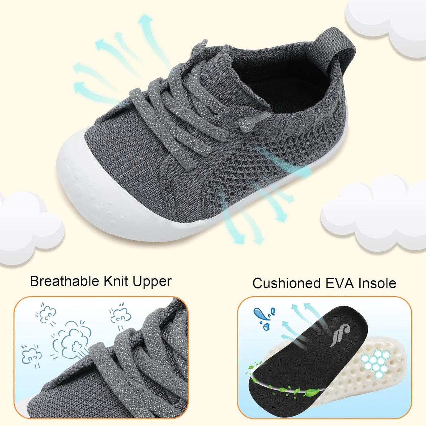 JIASUQI Baby Shoes for Toddler Boys Girls Sneakers Slip on Walking Shoes for Babies
