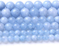 Dream Blue Chalcedony Stone Beads Gemstone Round Crystal Energy Jade Beads Stone Beads for Jewelry Making DIY Bracelet Necklace Jewelry Making 1 Strand 15.5inch 35PCS 10MM