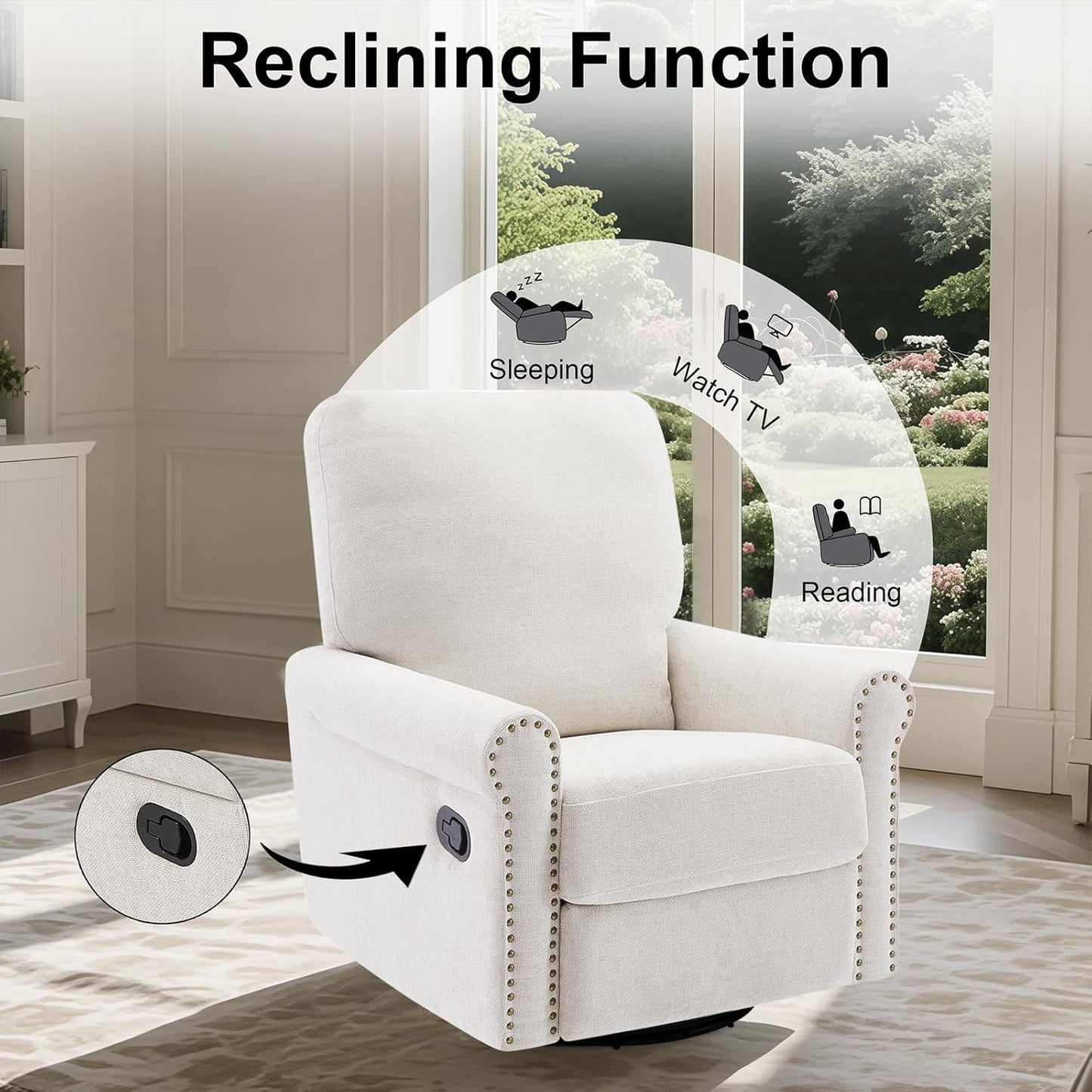 Recliner Chair, 360 Swivel Rocker Chair for Adults Nursery Rocking Chairs Glider Chairs for Living Room, Bedroom, Apartment