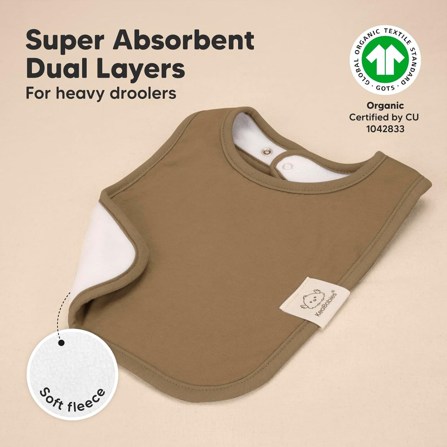 KeaBabies 8-Pack Organic Baby Bibs for Boys, Girls - Super Absorbent Cotton Drool Bibs for Baby Girl & Boy, Teething Toddler, Drooling Newborn, Ultra Soft & Machine Washable (Terracotta)