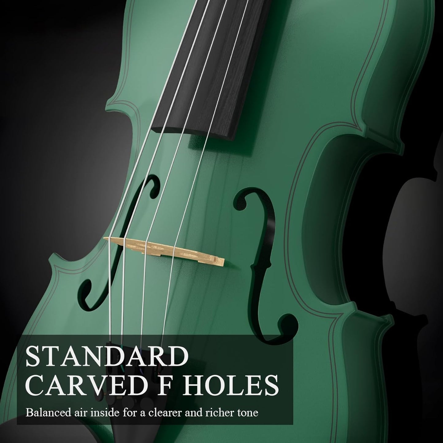 Beginner Violin 4/4, Full Size Violin for Adults, Teens, Student, Acoustic Fiddle Kit with Hard Case, Bow, Rosin, Bridge, Learners Age 12+ (Green)