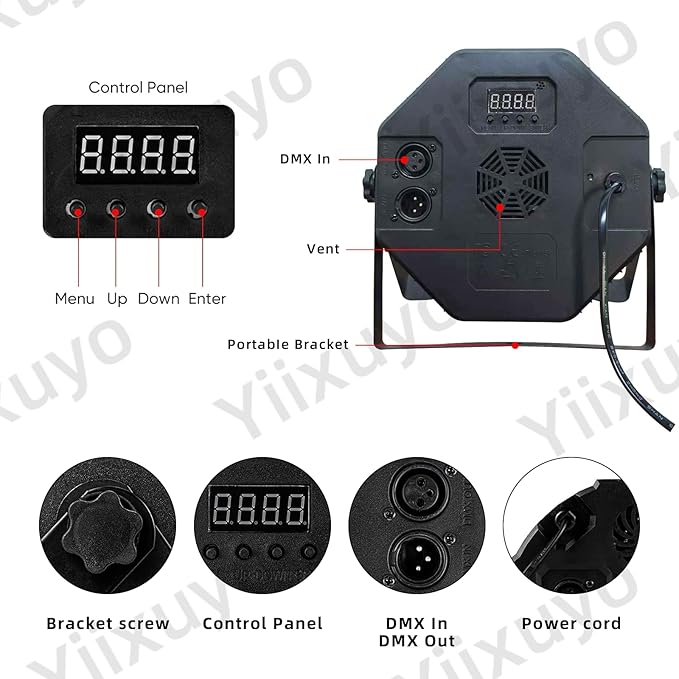 Yiixuyo-LED Par Lights DJ Stage Light Corded RGB 36 LED with Sound Activated Control DJ Uplighting for Wedding Party Club Christmas Stage Lighting - 4Pack