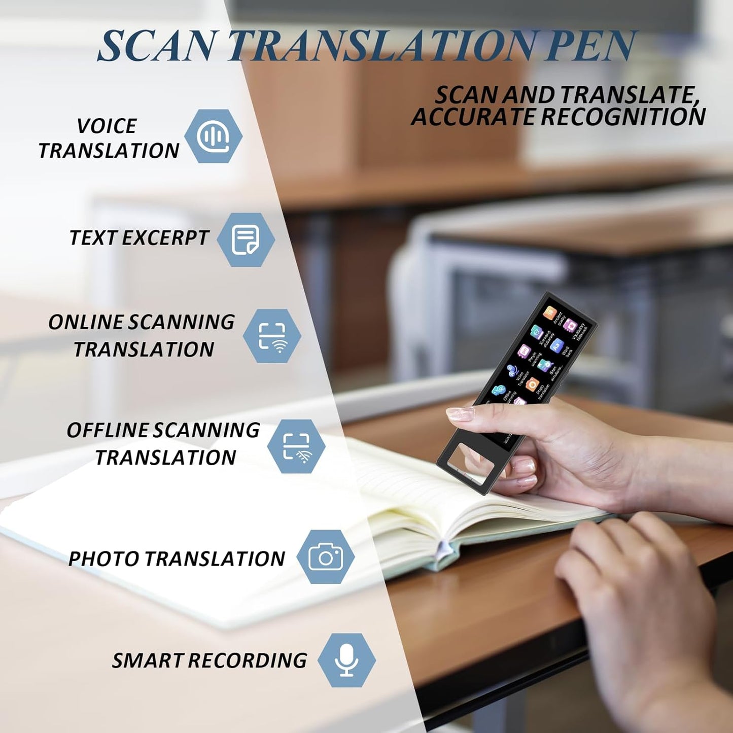 Translation Pen,Assistive Reading Pen for Dyslexia,142 Language Translator Pen,OCR Scanning Translation,Text to Speech/Online/Offline/Photo Translator,Language Learners,Travel, Business People ﻿