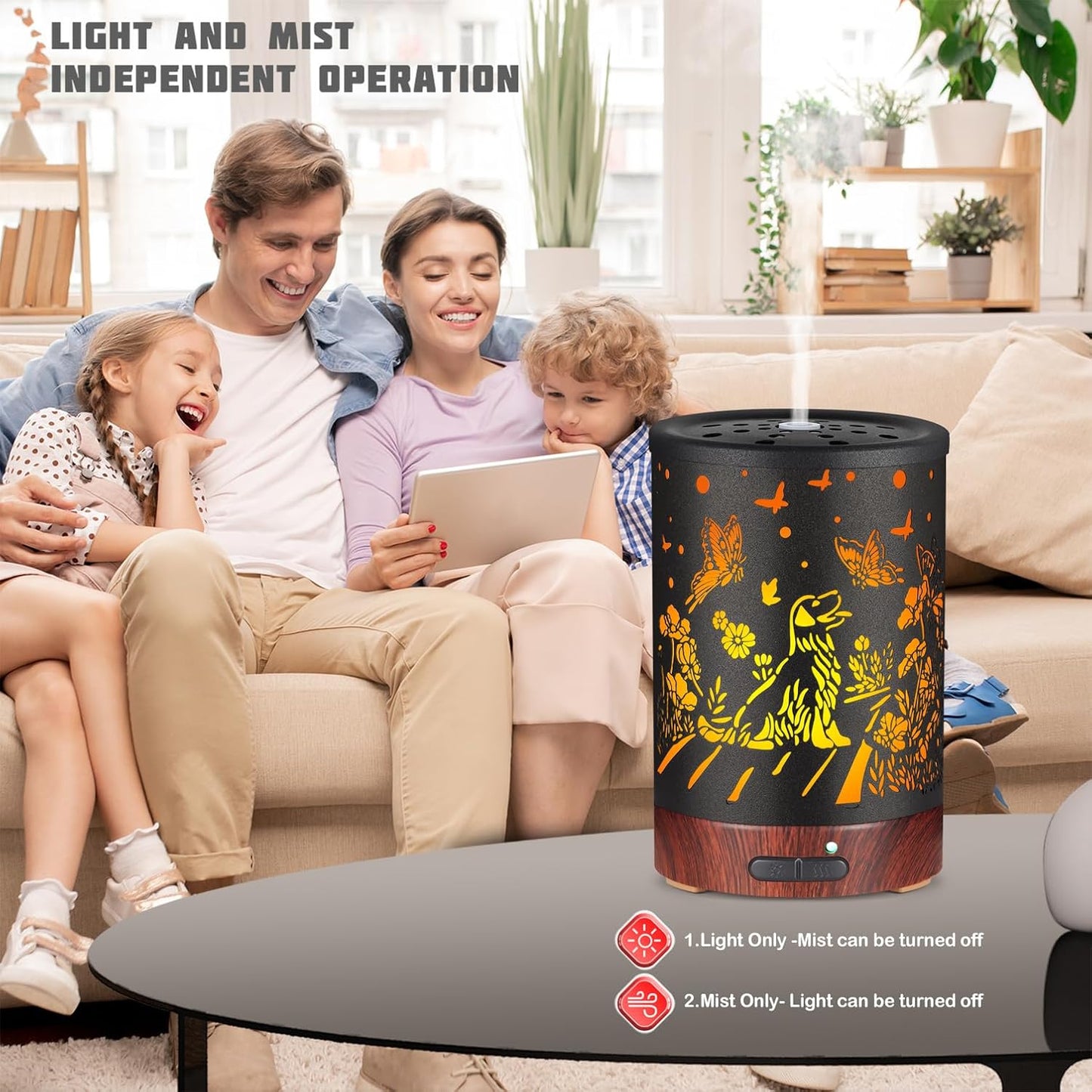 Essential Oils Diffuser,Aromatherapy Diffuser,Birthday Gifts for Women Mom Grandma,Metal Cool Mist Humidifier with 7 Colors Lights Waterless Auto Off Air Diffusers (Dogs)…