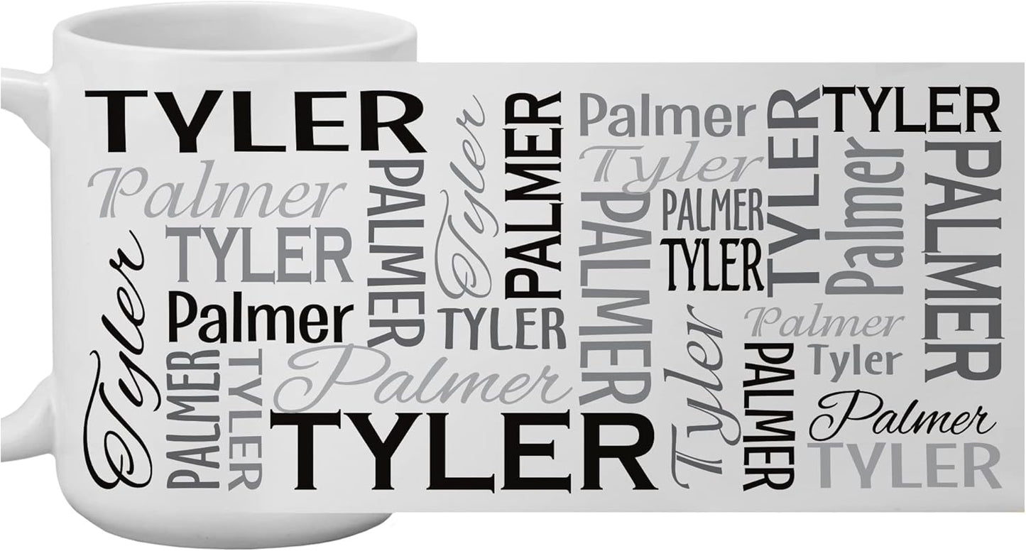Let's Make Memories Personalized Your Name Signature Mug - Custom 15oz Coffee Mug - Stocking Stuffer - For Christmas Gray