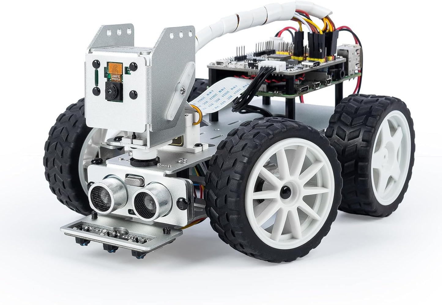 SunFounder PiCar-X AI Video Robot Car Kit for Raspberry Pi 5/4/3B+/3B, ChatGPT-4o Enabled with Video Recognition, Python, Scratch, Camera, Mic, Rechargeable Batterry (RPI NOT Included)