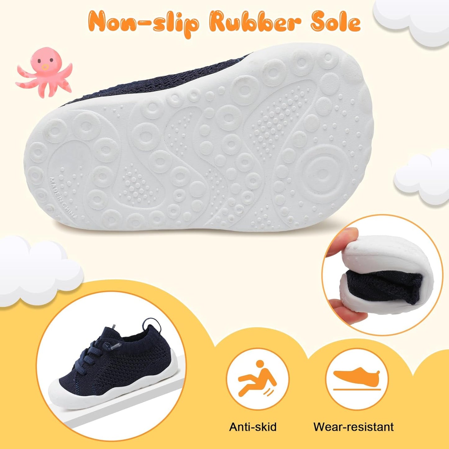 JIASUQI Baby Shoes for Toddler Boys Girls Sneakers Slip on Walking Shoes for Babies