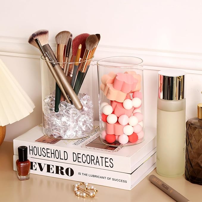 Fixwal 12pcs Vase for Flower 6 Inch Clear Glass Cylinder Vases for Centerpieces, Glass Flower Vase Floating Candle Holder Vase for Table Shelf, Party, Wedding, Home Decor