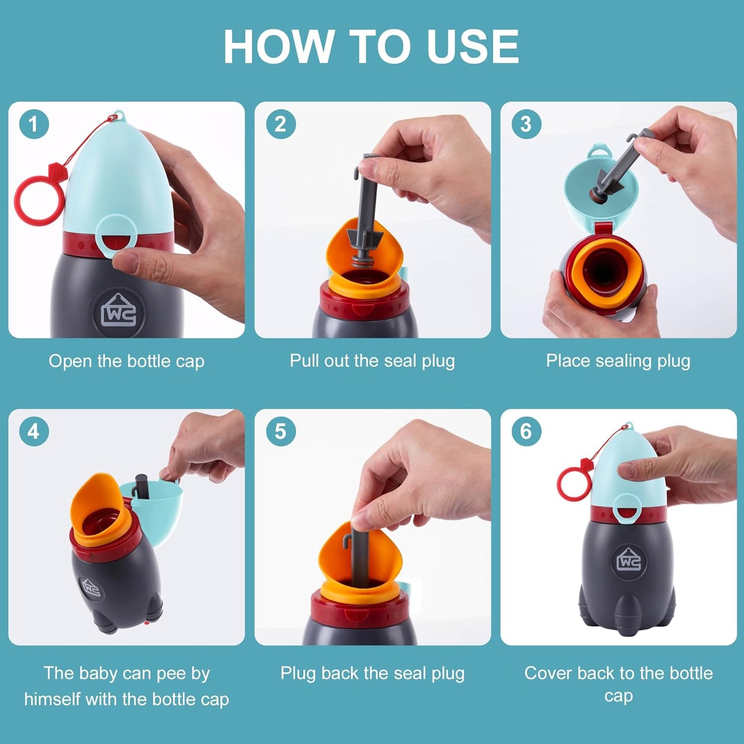 Travel Urinal for Kids,Rocket Toys Portable Emergency Urinal for Toddler,Light and Easy to Carry,Suitable for Car,Travel,Camping and Children's Urinal Potty Training(Quiet Blue)