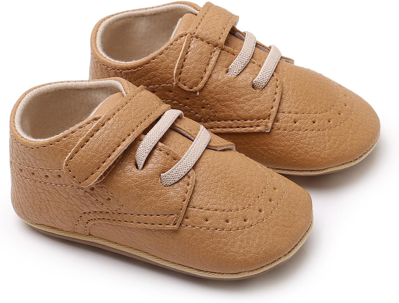 SOFMUO Baby Boys Girls High Top Ankle PU Leather Sneakers Soft Rubber Sole Infant Moccasins Newborn Oxford Loafers Anti-Slip Toddler Wedding Uniform Dress Shoes