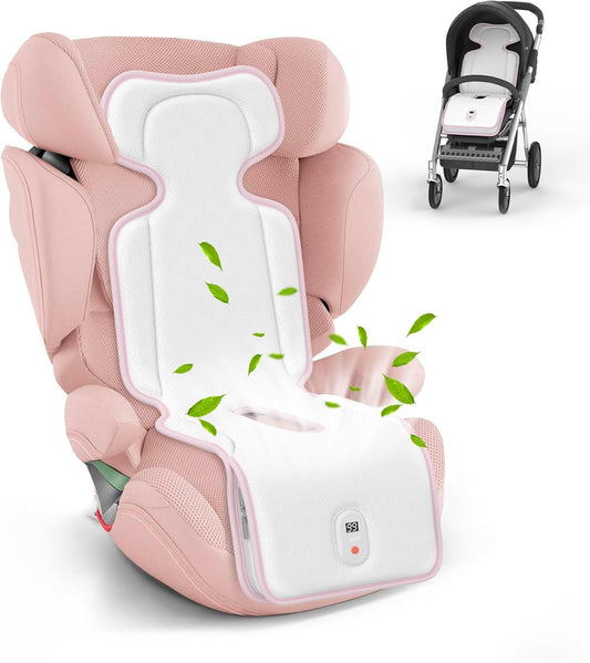 Baby Stroller Cooling Pad,Car Seat Cooler with 2 Built-in Blower Fan| 10h maxRuntime & 10000mAh Battery | 3-Speed Adjustable & Breathable 3D Mesh, Carseat Cushion,Baby Essentials in Summer