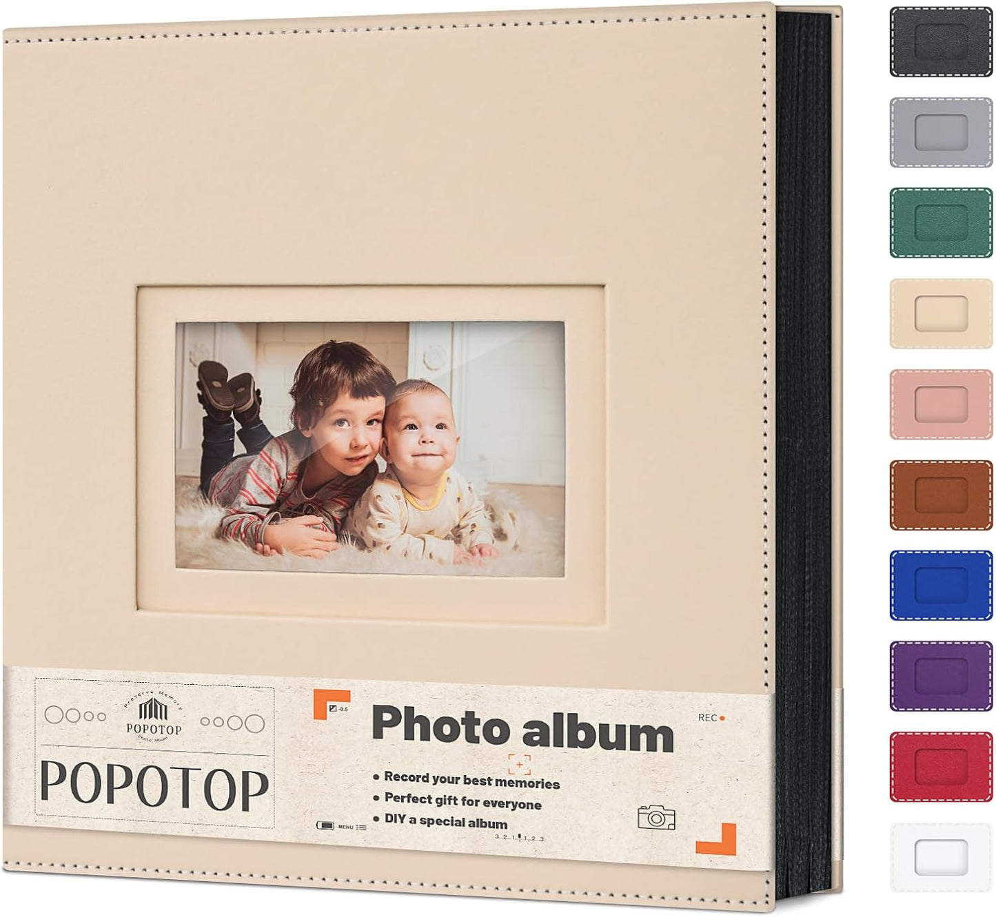 Popotop Photo Album 4x6 500 Pockets with Leather Hardcover Cover, Large Photo Album Binder Book with 50Pcs Pages for Family Travel Wedding Baby Gifts