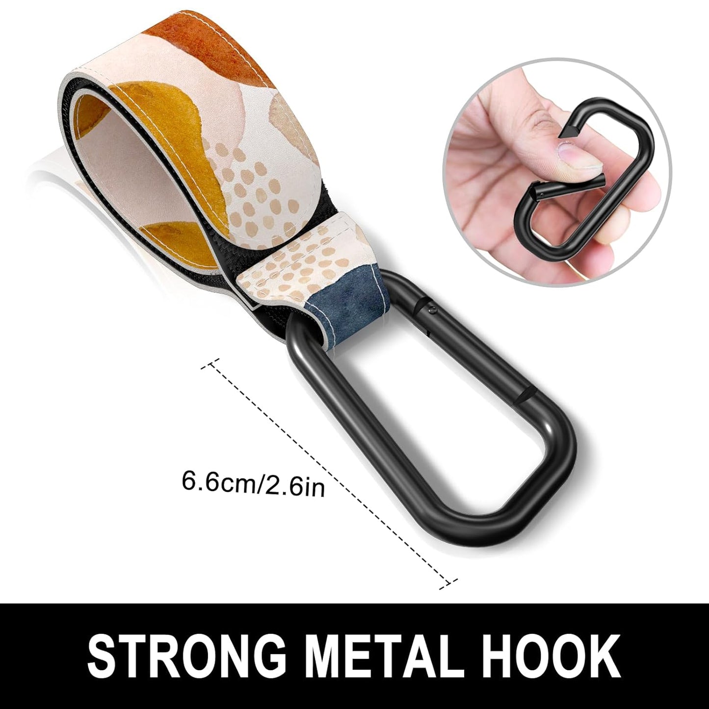 Baby Stroller Hooks for Hanging Bags, Universal Stroller Clips Accessories, Mommy Hook for Diaper Bag, Shopping Cart, Purse, Backpack - 2 Pack, Abstract Spots