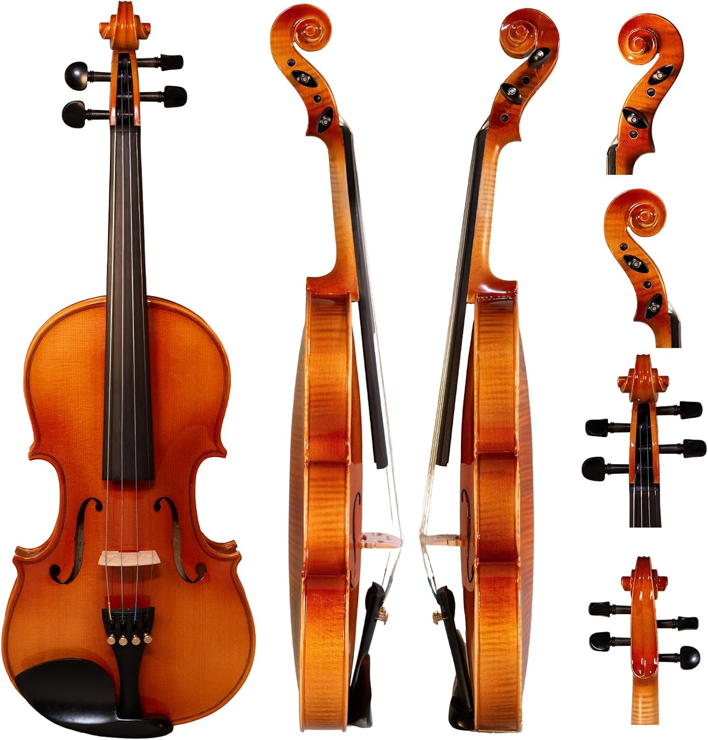 Violin 4/4 Full Size Kit for Adults Beginner, Violin Fiddle Set for Student with Rosewood Bow, Extra Strings&Bridge, 2 rosins, Tuner, Fingerboard Stickers, Shoulder Rest, Case (Solid wood)