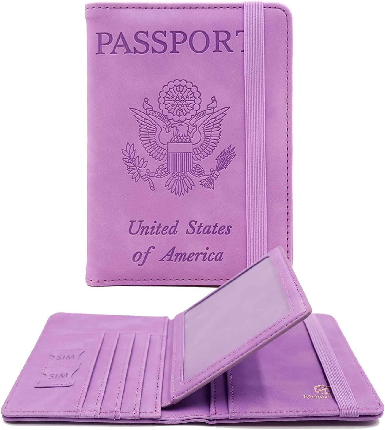 Melsbrinna RFID Passport Holder for Travel, Unisex Adults, Purple, Faux Leather, Travel Wallet, Passport Cover, RFID Protected