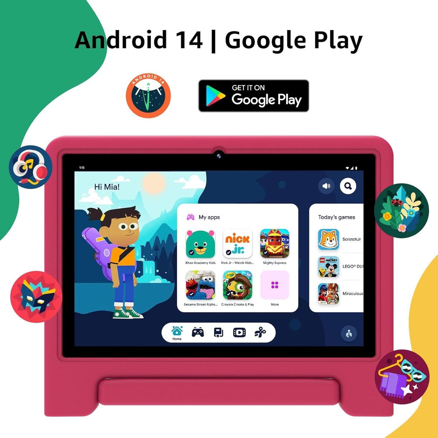 ApoloSign Kids Tablet 2025, 10.1 inch Tablet for Kids, Octa-core, 6 GB RAM, 64GB ROM Tablets for Toddlers with Parental Control, 8-hr Battery, Wi-Fi6, BT5.0, Droop-Proof Case (Pale Pink)