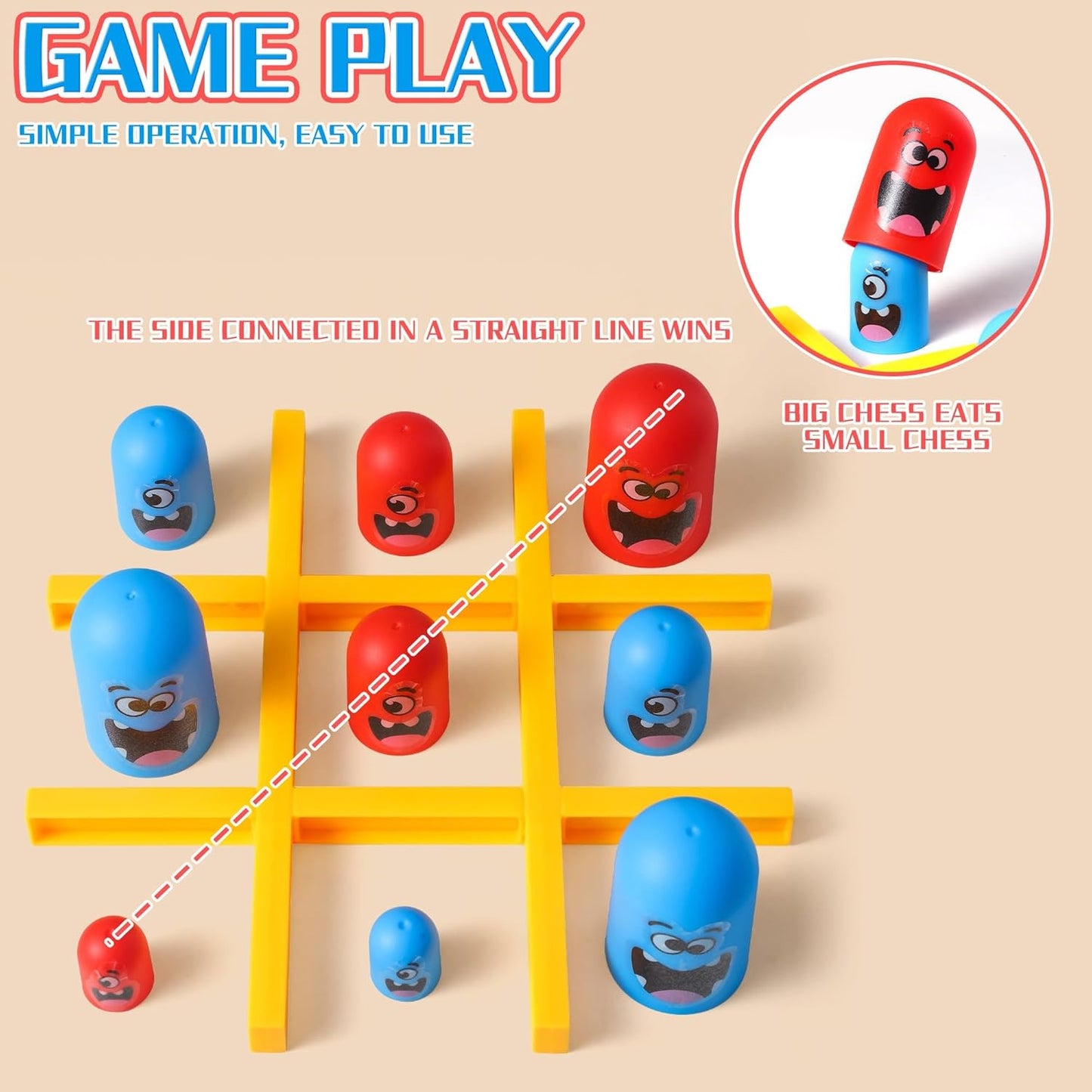 Tic Tac Toe Strategic Board Game for Kids and Family,Party Tabletop Games, Strategy Head to Head Games,Friendly Educational Board Game, Suitable Party 2 Players Toys (1PC)