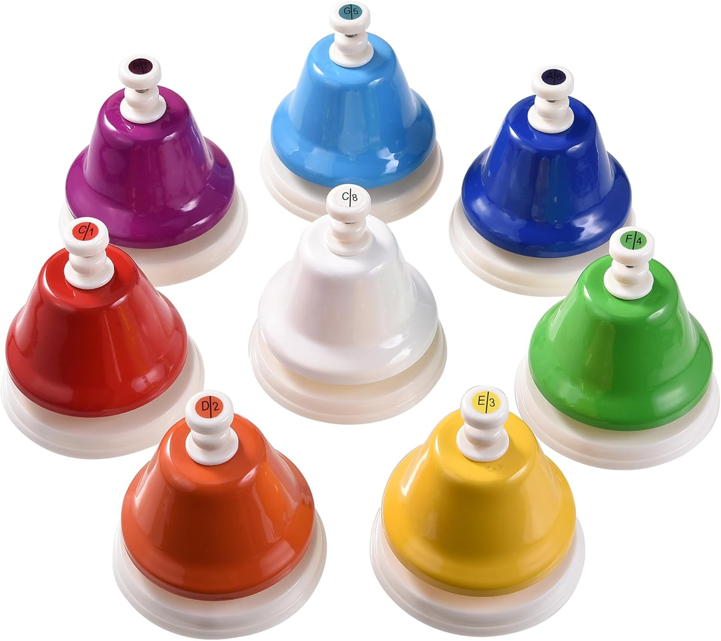DOMG 8 Note Desk Bells for Kids, Rainbow Diatonic Table Bells, Hand Bells Musical Instrument