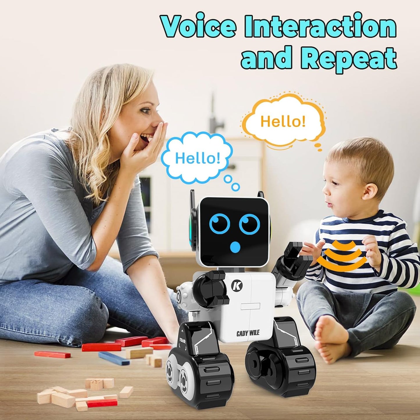 okk Robot Toys for Kids, Programmable Remote Control Robot, Interactive Toys with Coin Bank, LED and Tray, Walking Talking Singing Dancing Gift for Boys Girl（White）
