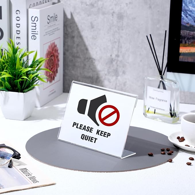 Vicenpal 60 Pcs 7x5 Inch Clear Acrylic Sign Holder Plastic L-shape Vertical Menu Stand, Picture Photo Frames, Table Paper Holder, Flyer Sign Display Stand for Restaurants, Store, Office, Wedding