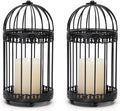 NUPTIO Black Decorative Bird Cage: Birdcage Hanging Lantern for Pillar Candles - Vintage Bird Cages Candle Holders for Halloween Christmas Table Centerpiece 7.7 Inch H
