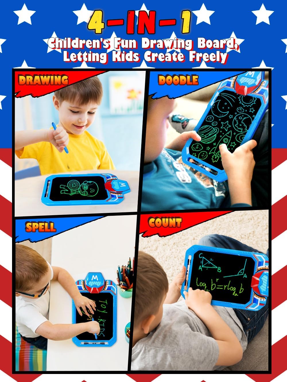 LCD Writing Tablet for Kids 10 Inch Mech Iron Hero for Toddler 2 3 4 5 6 - Paint, Doodle Board, Drawing Pad - Travel Toys, Road Trip Car Activities, Birthday Christmas Gift Boys & Man