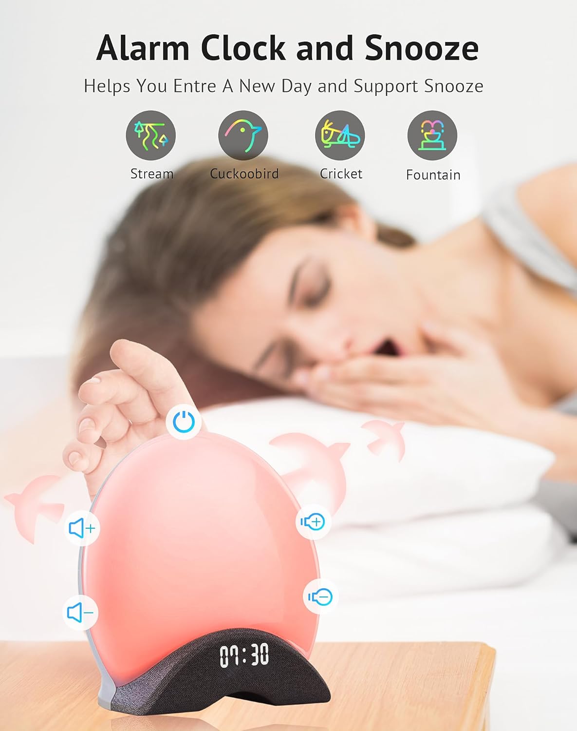 LaView Smart White Noise Machine,App Control Sleep Sound Machine Night Light 25 Relaxing Sounds and 8 Rhythm Modes,Sunrise Wake Up Light,Smart Alarm Clock for Kid/Adult, Ideal for Gift
