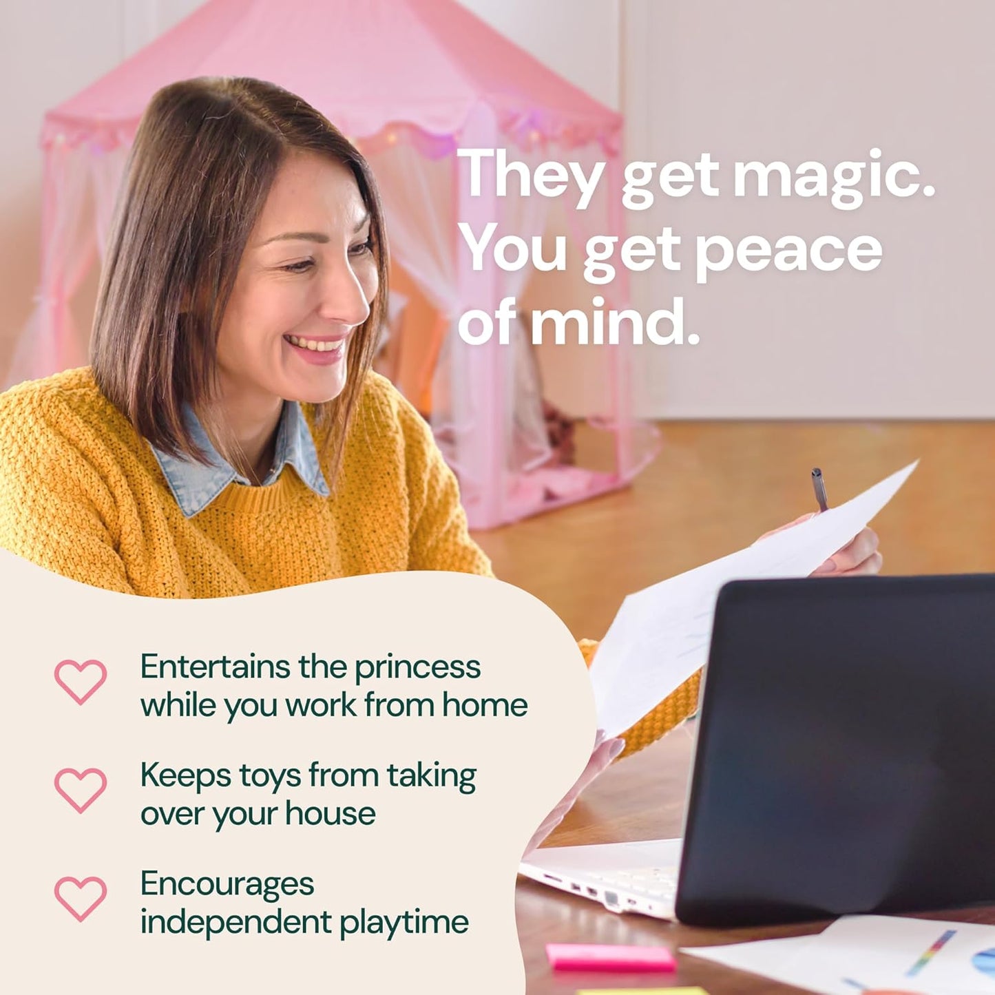 Princess Tent for Kids - 55" X 53" with Led Star Lights - Princess Toys - Toddler Play Tent Without Rug - Playhouse, Castle