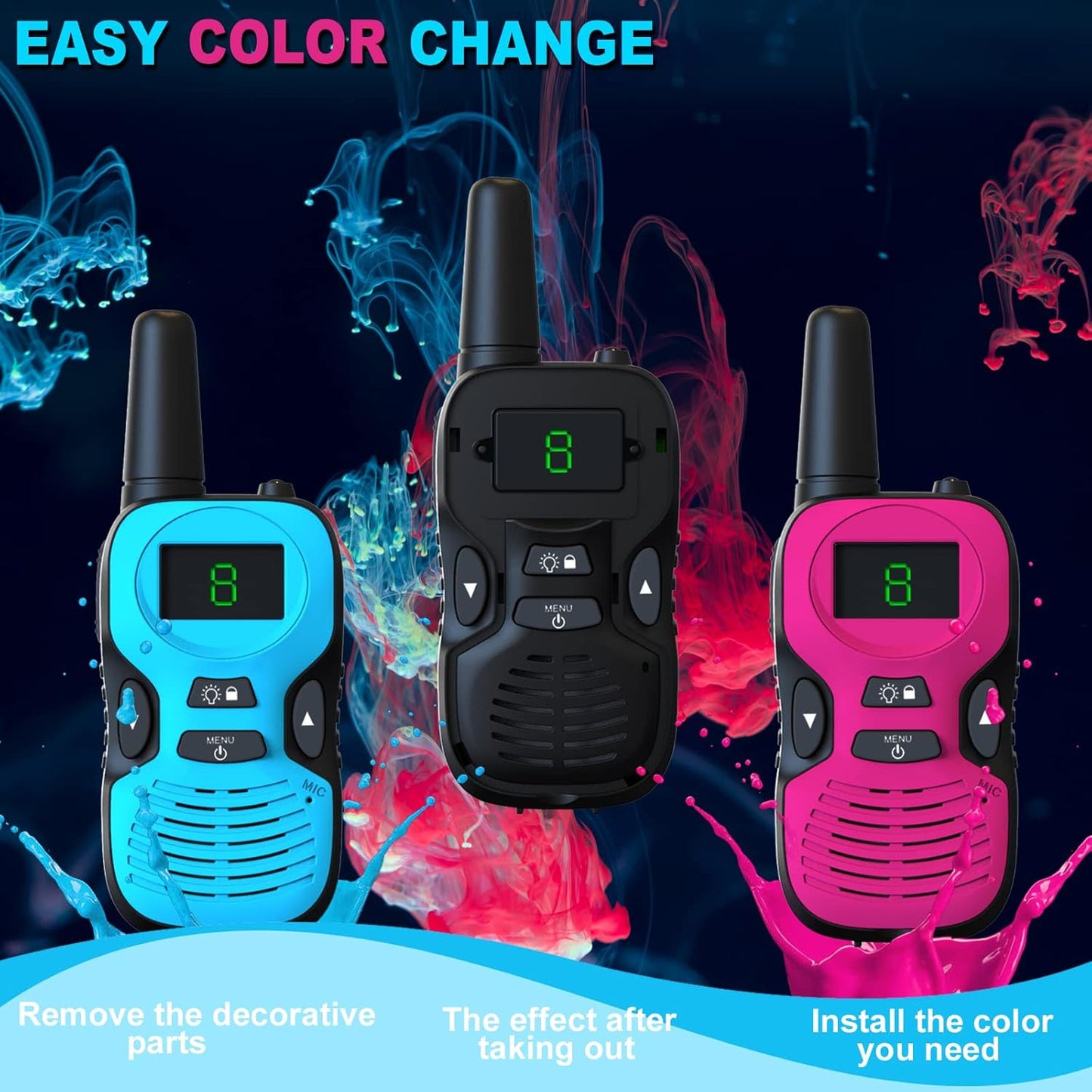 Walkie Talkies for Kids 3Pack Long Range: Toys for Boys Age 8-12 Year Old - Gifts for Girls 6-8 8-10 Walky Talky Children Christmas for Camping Hiking Outdoor Party