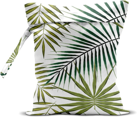 Wet Bag, Wet Dry Bag, Wet Bag for Swimsuit, Travel, Beach, Pool, Diapers, Dirty Yoga Gym Clothes, Makeup Bag, Waterproof Tropical Palm Leaves Decor Jungle Palm Leaf Favors