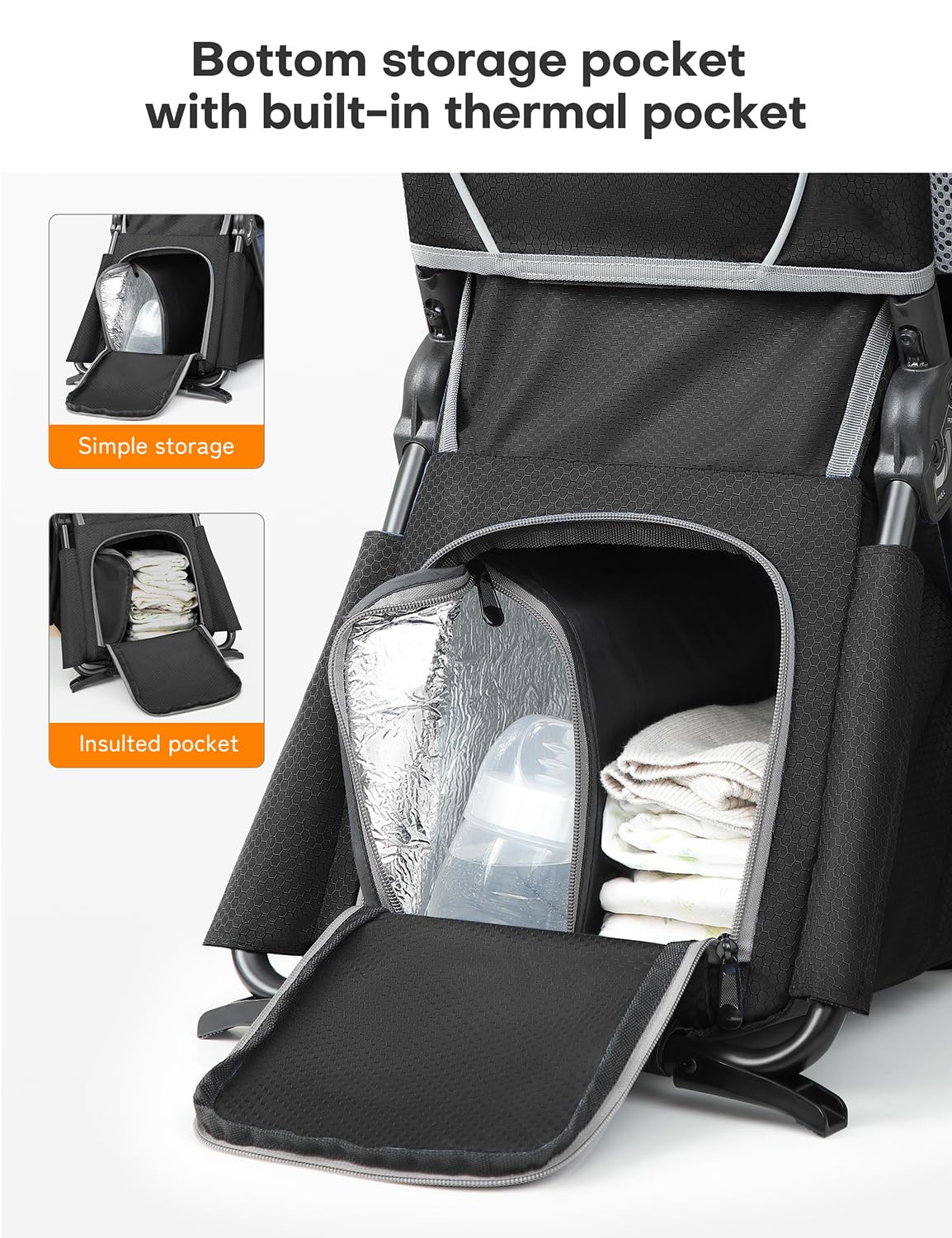 besrey Baby Backpack Carrier, Toddler Hiking Backpack with Safety 3-Height Seat, Adjustable Straps&Waist Belt, Foldable Frame Lightweight Large Capacity Child Carrier for Hiking (Black/Grey)