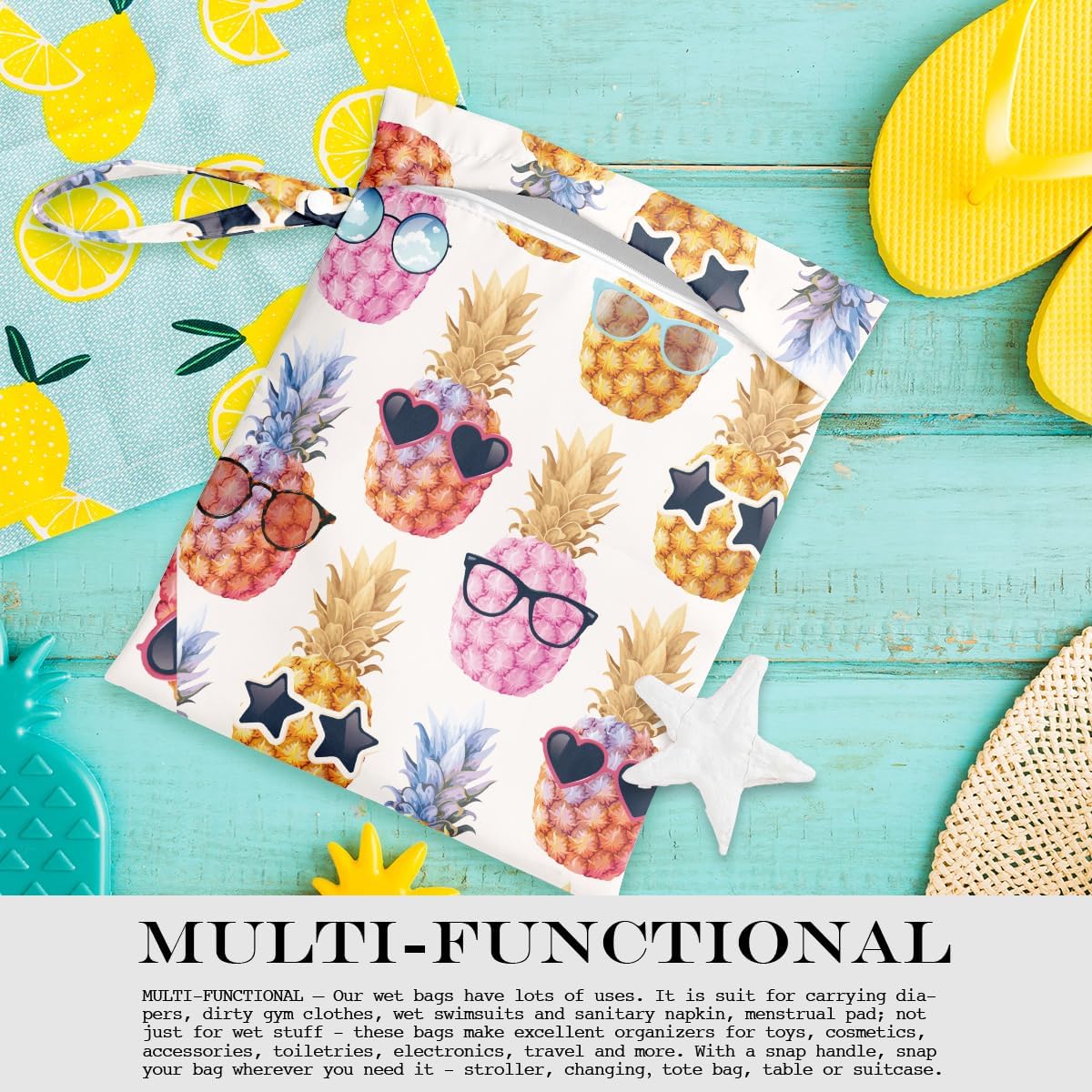 Wet Bag, Wet Dry Bag, Wet Bag for Swimsuit, Travel, Beach, Pool, Diapers, Dirty Yoga Gym Clothes, Makeup Bag, Waterproof Tropical Palm Leaves Decor Jungle Palm Leaf Favors