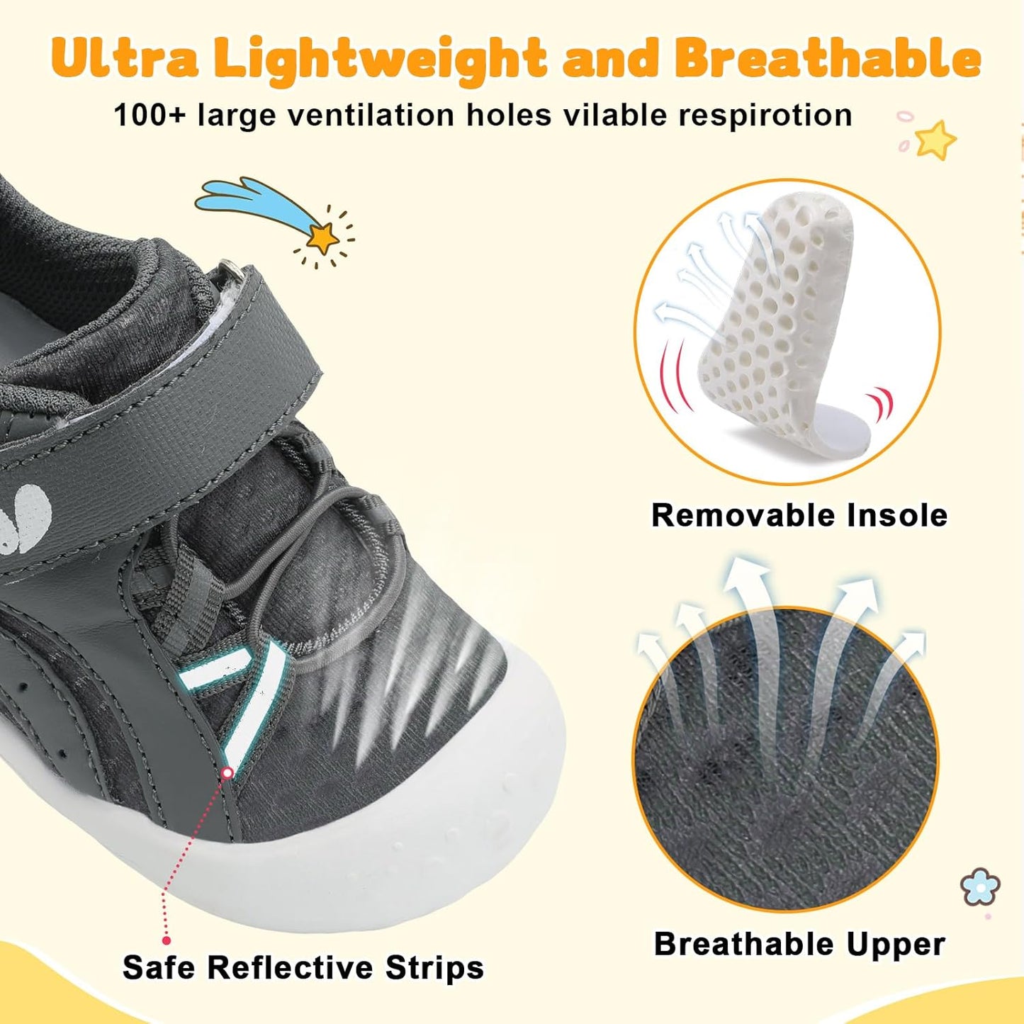 FEETCITY Wide Baby Shoes Boys Girls Baby Barefoot Shoes Breathable Infant Walking Shoe Crib Sock Shoe Toddler Sneakers Flexible